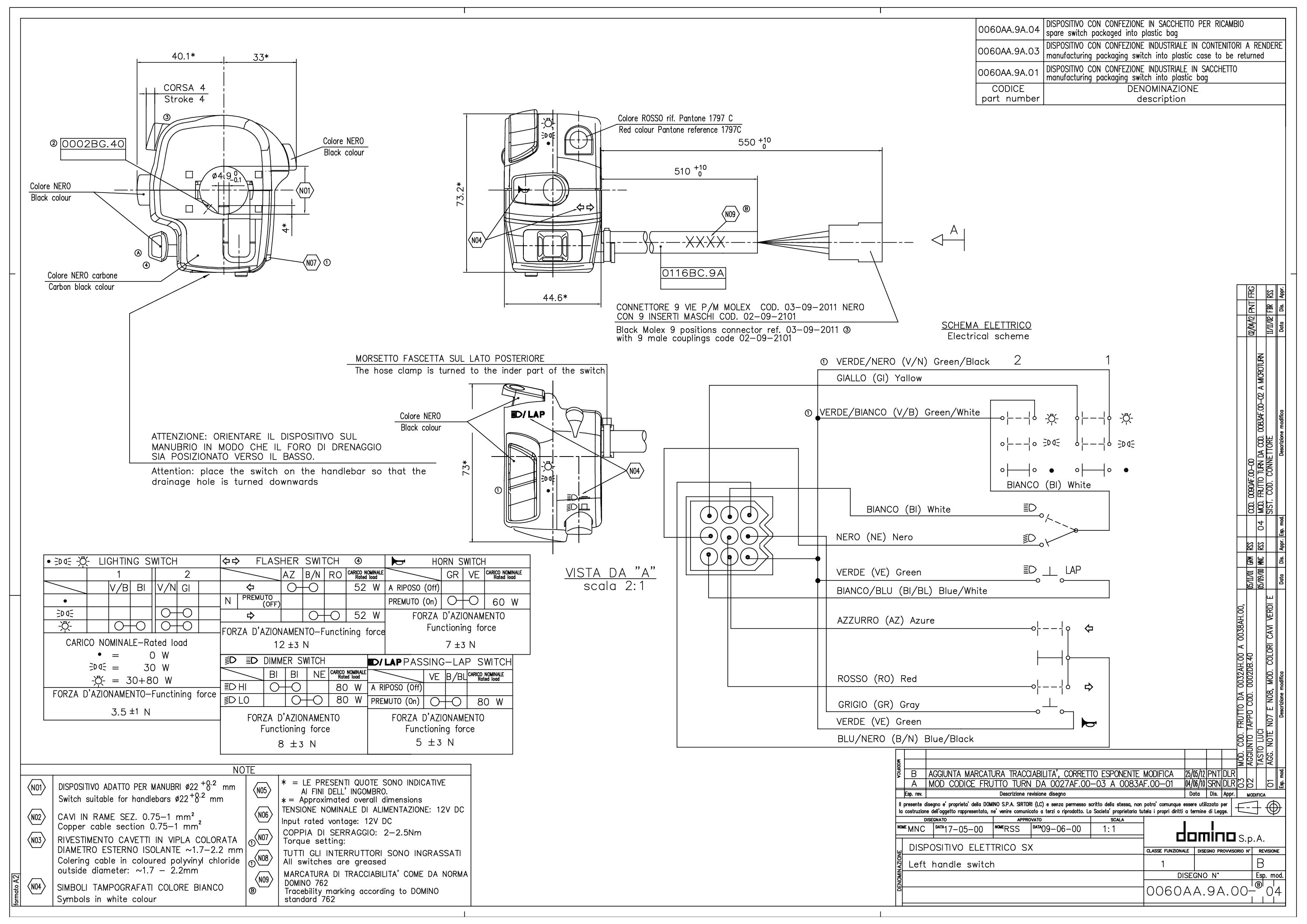 0060AA.9A.04-04 Left Hand Switch Schematic